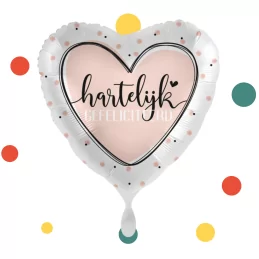 Folieballon Hartelijk Gefeliciteerd roze - Hart | Feestelijk Verpakt