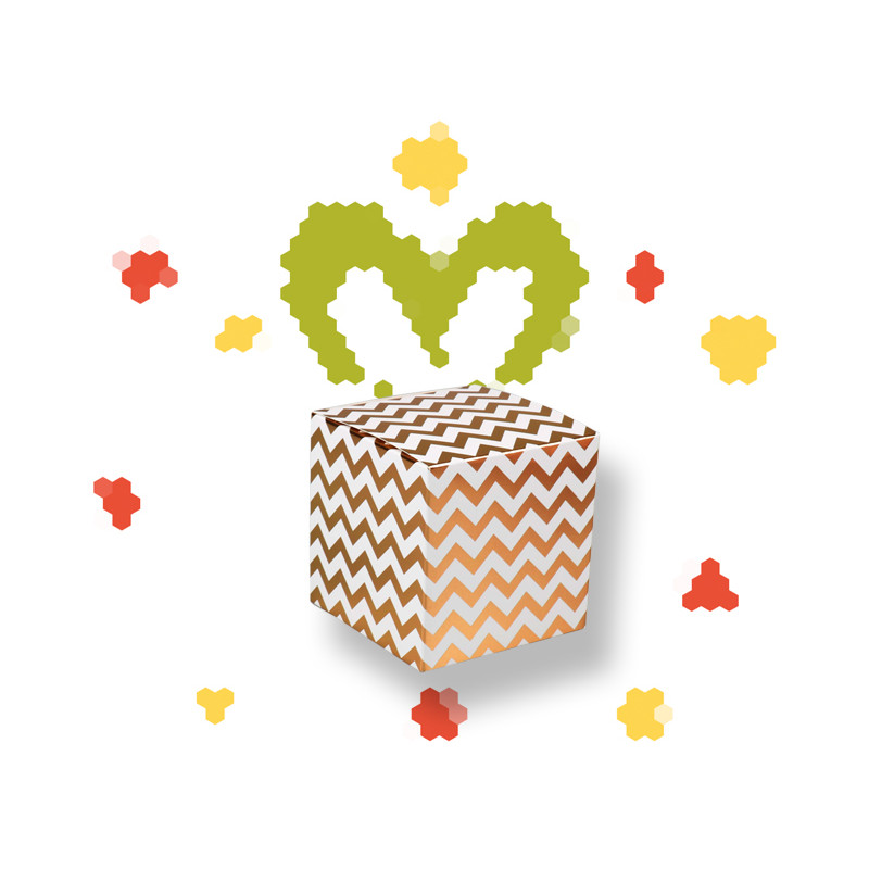 Cadeaudoos chevron goud 8x8x8cm