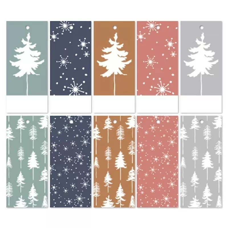 Kerst cadeaulabels Lovely trees and sparkling stars 5x