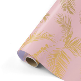palm leaves roze/goud rol 3m