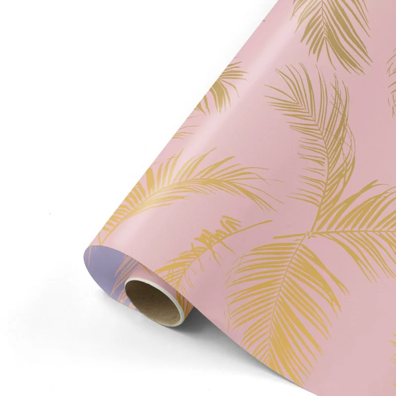 palm leaves roze/goud rol 3m | Feestelijk Verpakt