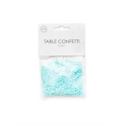 tafel confetti blauwe tekst...