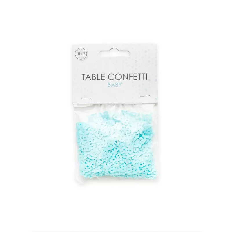 tafel confetti blauwe tekst baby | Feestelijk Verpakt