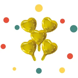 5 Hartvormige Folie Ballonnen goud | Feestelijk Verpakt