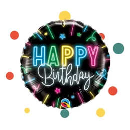 Folieballon Happy Birthday - neon lines