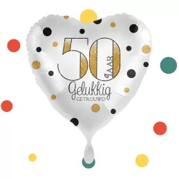 Folieballon 50 jaar gelukkig getrouwd - hart | Feestelijk Verpakt